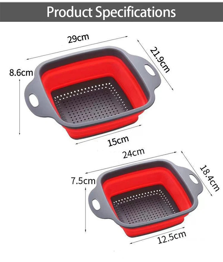 Silicone Folding Drainer Basket Portable Kitchen Strainer