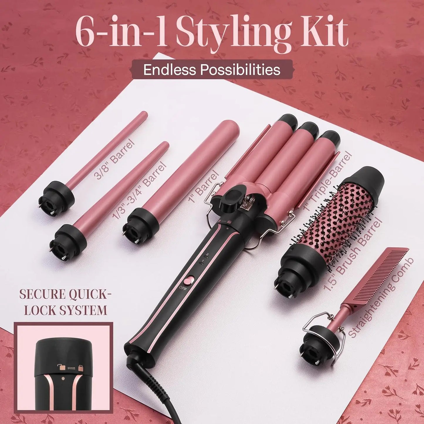 6-in-1 Hair Curler with 3 Barrel Hair Crimper