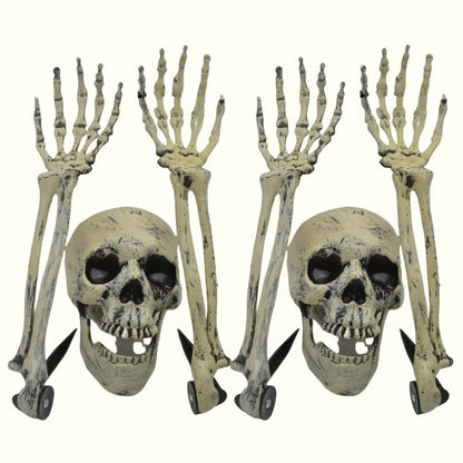 1/6pcs Skeleton Bone Garden Ground Stakes Skull Head & Hand for Halloween