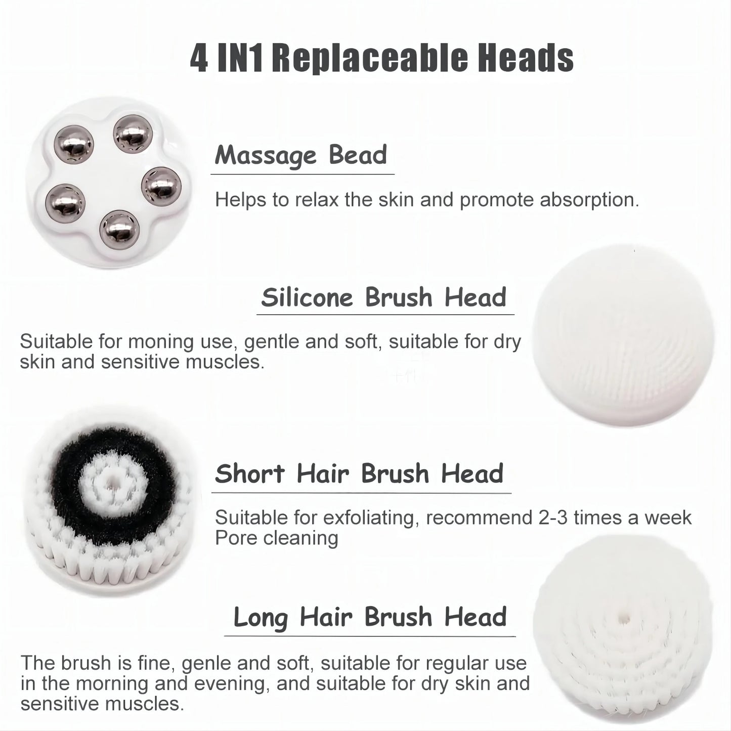 4 in 1 Electric Facial Cleansing Brush Sonic Skin Care