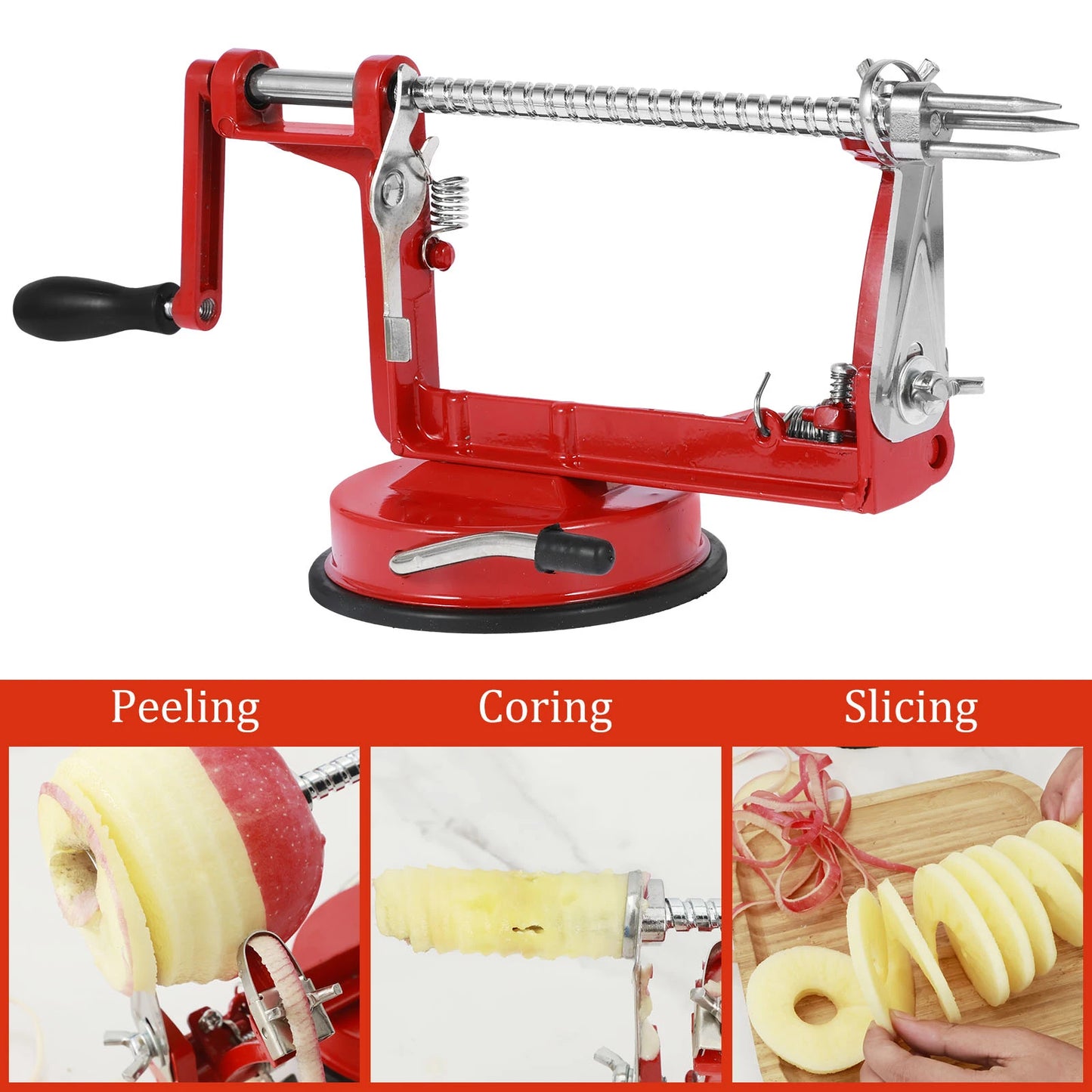 3 In 1 Fruit Peeler Machine Hand Crank Fruit Slicer Corer