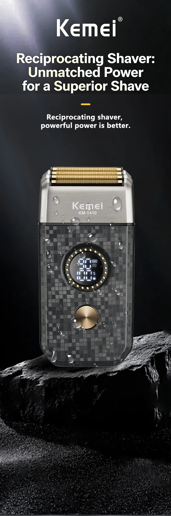 Kemei Rechargeable Cordless Shaver for Men Triple Blade