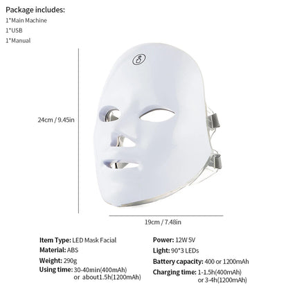 Wireless LED Mask 7 Color LED Face Mask Photon