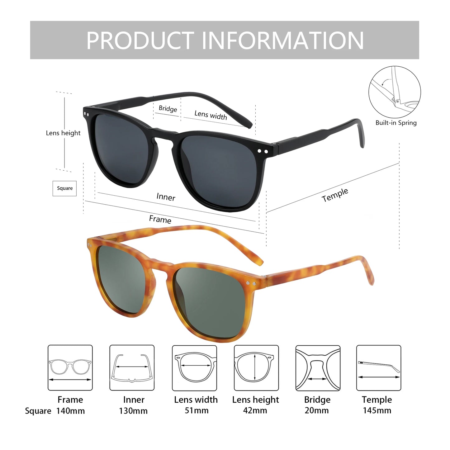 Retro Small Round Polarized Sunglasses Men Women Lightweight