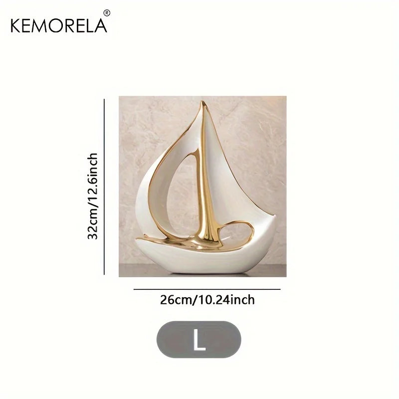 Ceramics Luxury Sailboat Sculpture Post-modern Living Room