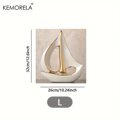 Ceramics Luxury Sailboat Sculpture Post-modern Living Room