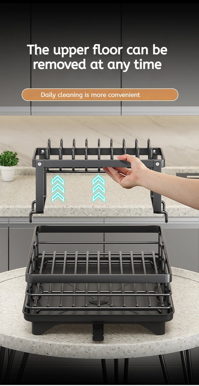 Stainless Steel Dish Drying Rack Adjustable Kitchen Plates