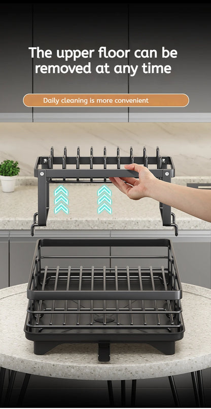 Stainless Steel Dish Drying Rack Adjustable Kitchen Plates