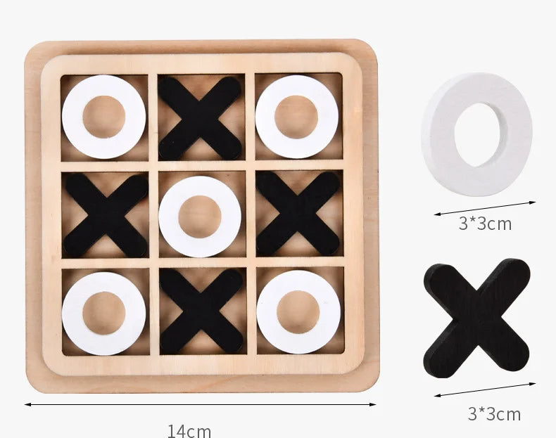 Montessori Chess Play Wooden Jigsaw Toy Game Interaction