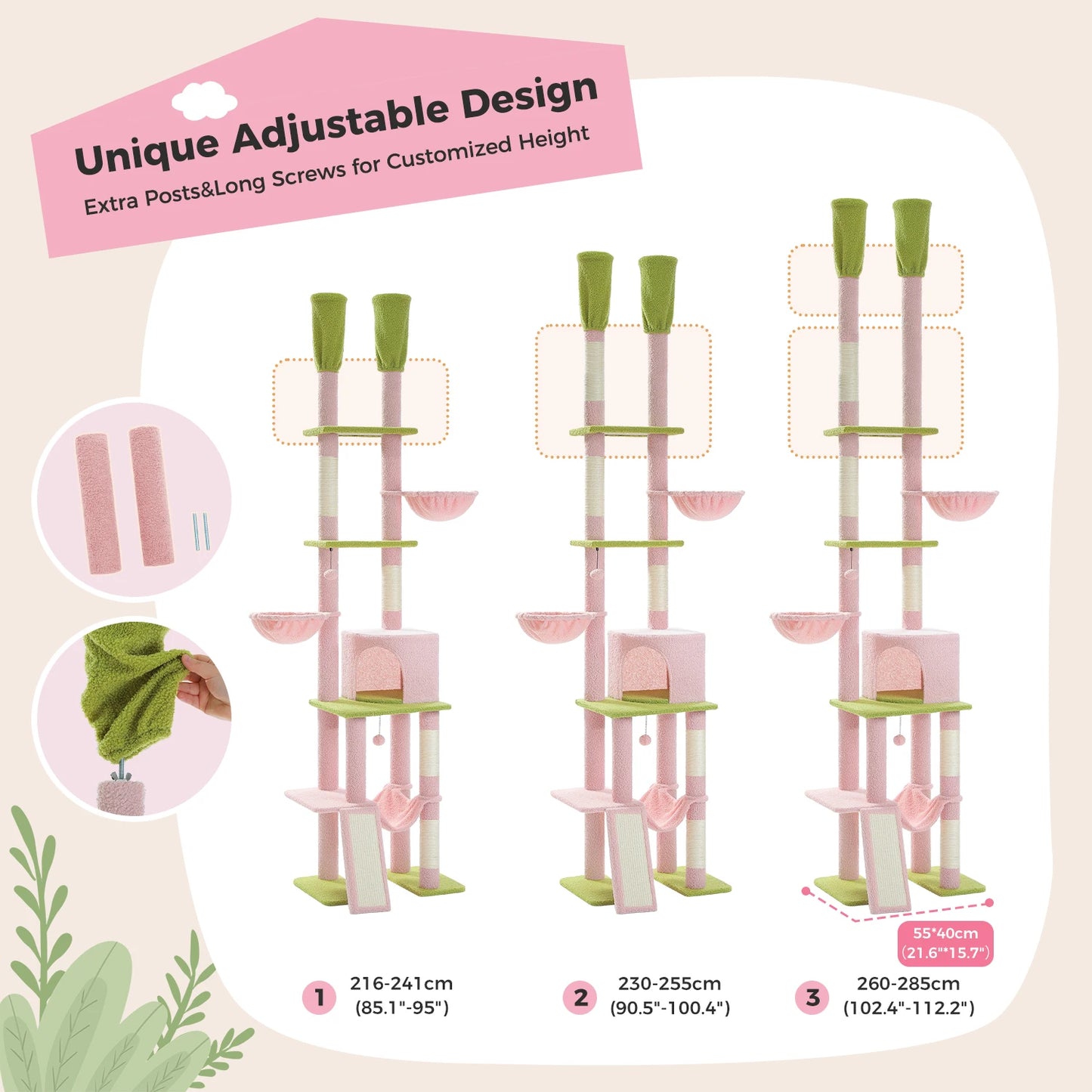 Cactus Cat Tree Floor to Ceiling Tower Scratching Posts