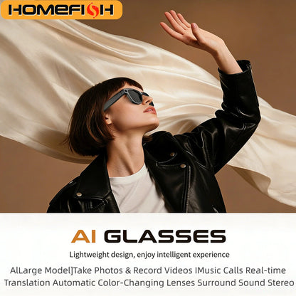 HOMEFISH M02 AI Smart Glasses with 4K Camera Bluetooth