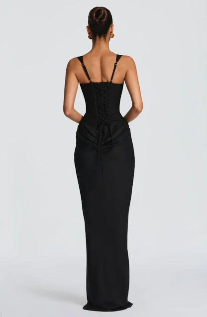Solid Pleated Sling Dress Women Square Neck Sleeveless