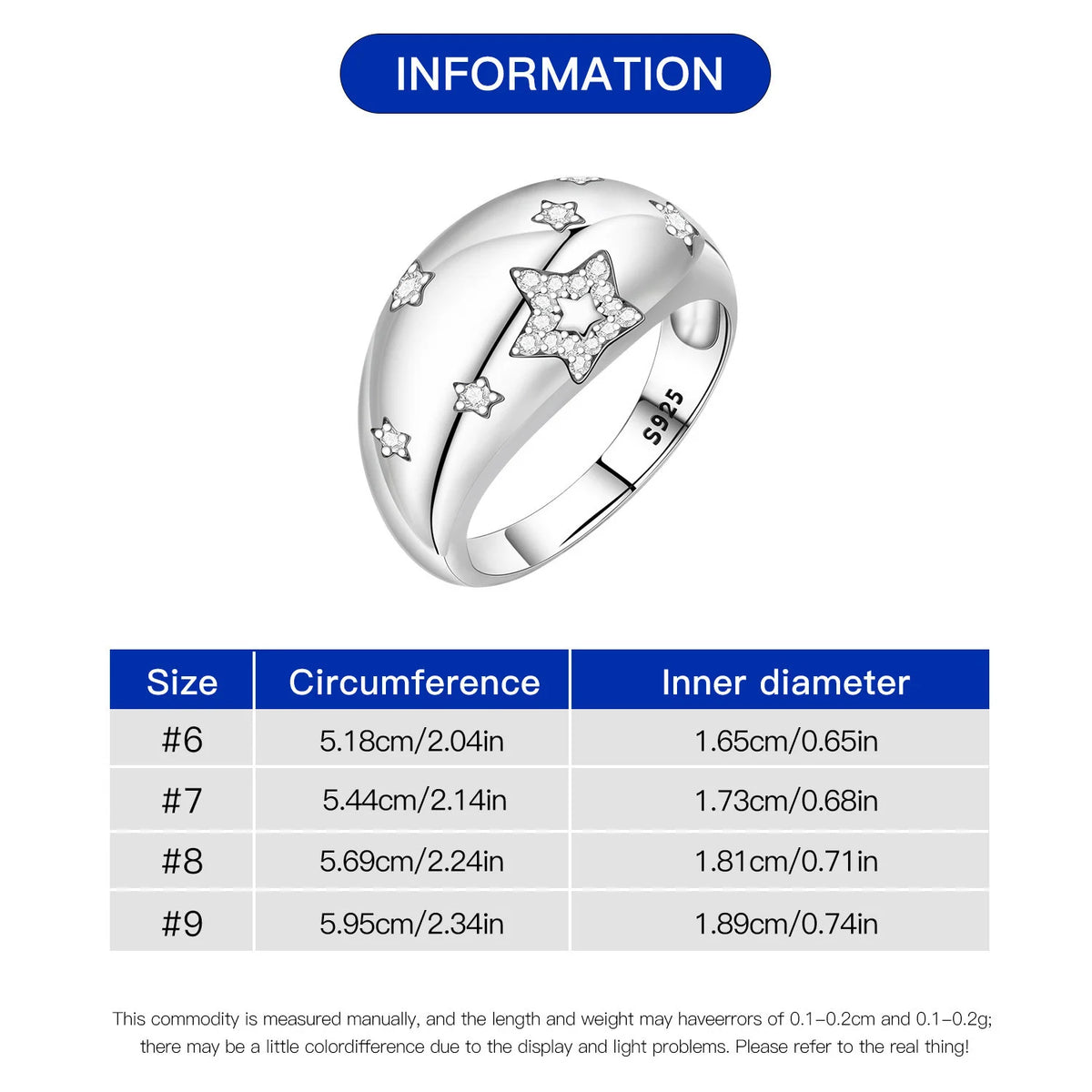 925 Sterling Silver Three-Ring Stackable Ring for Women