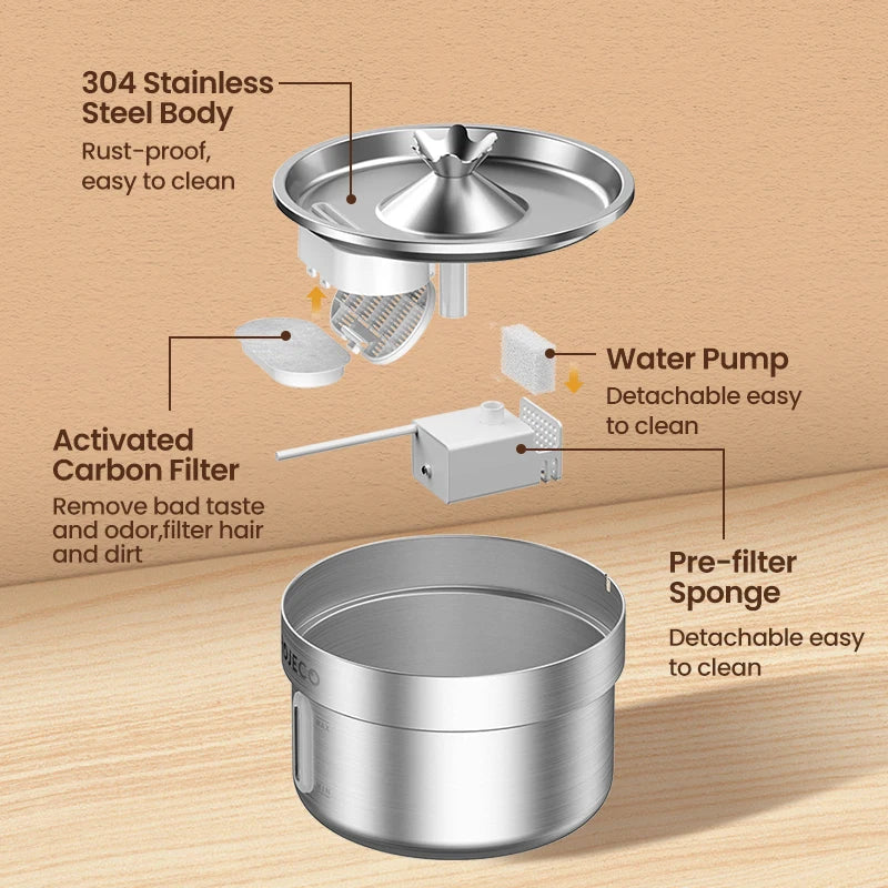 Stainless Steel Pet Drinking Fountain Automatic Water Fountain