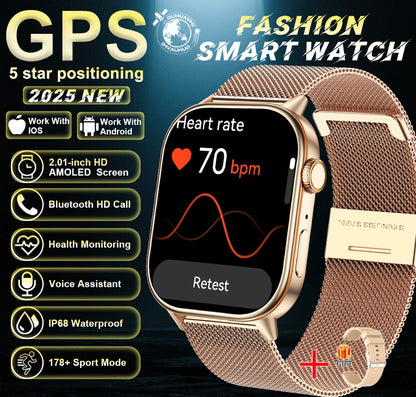 New For Android iOS Outdoor GPS Smart Watch Men 2.01" HD AMOLED