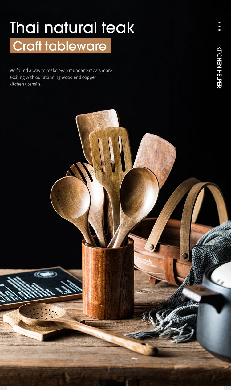 Wooden Spoons For Cooking, Wooden Utensils Set