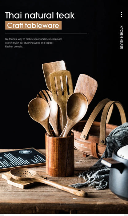 Wooden Spoons For Cooking, Wooden Utensils Set