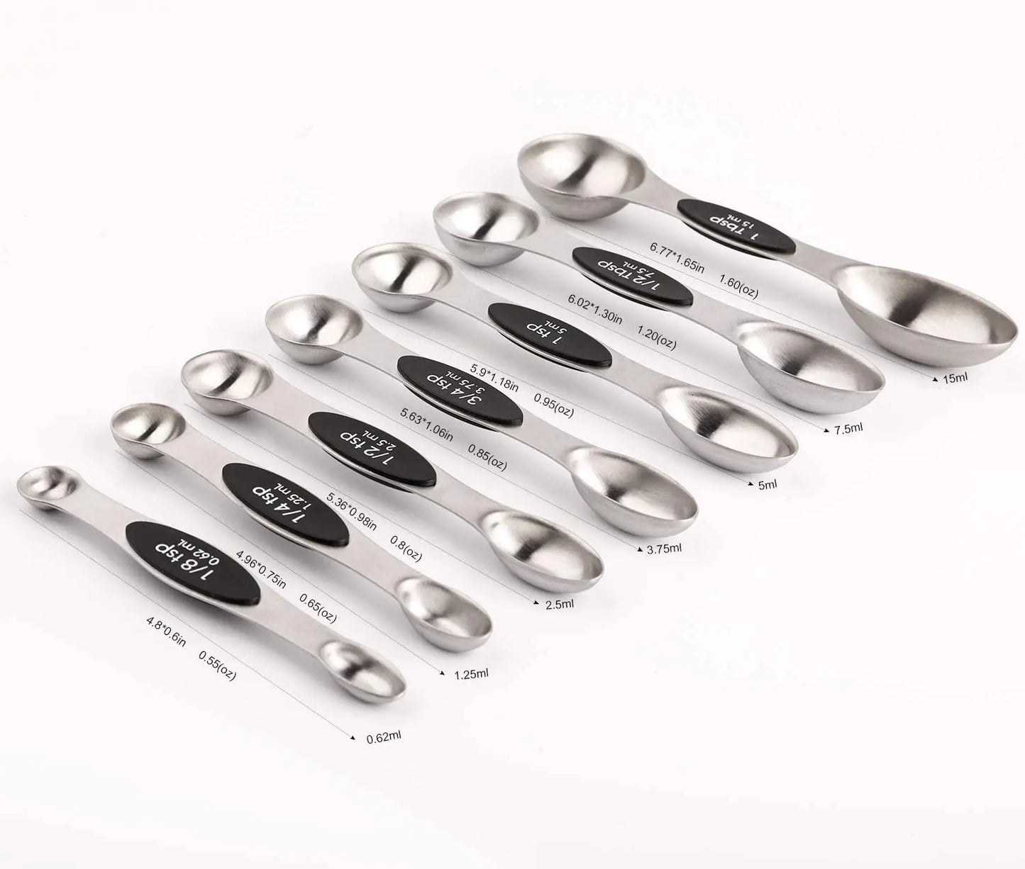 Magnetic Measuring Spoons Set, Dual-Sided Stainless Steel