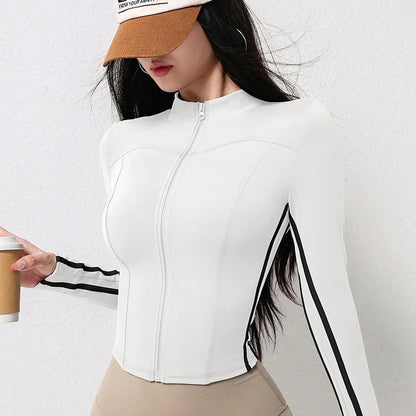 Cloud Hide Front Zipper Sports Jacket for Woman Long Sleeve