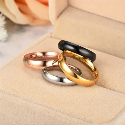 Simple 4mm 6mm Titanium Ring Women Men Prevent Allergy