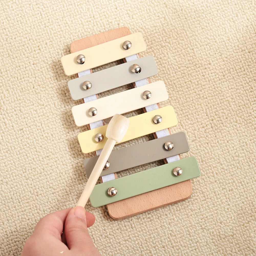 Montessori Wooden Toy Multicolor Xylophone Bell Beads