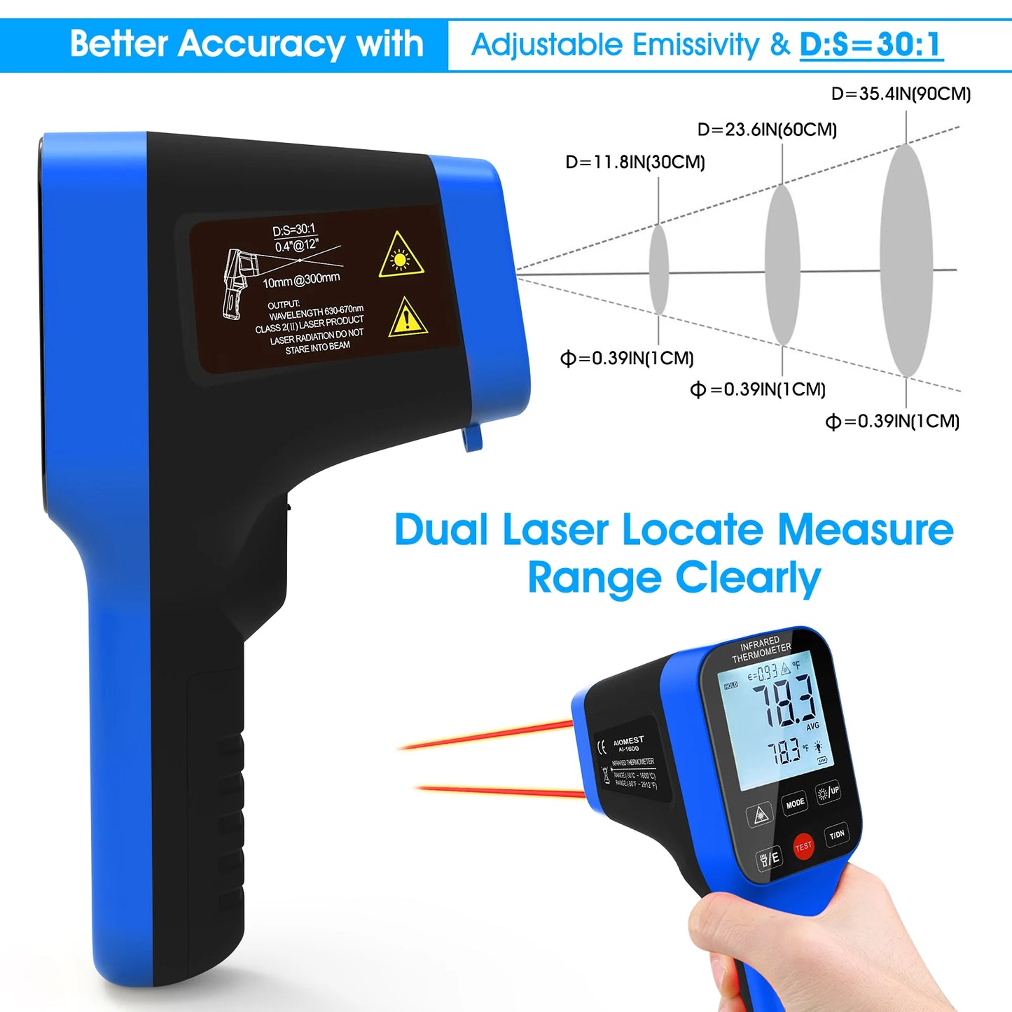Infrared Thermometer Gun Rechargeable High Temp Laser