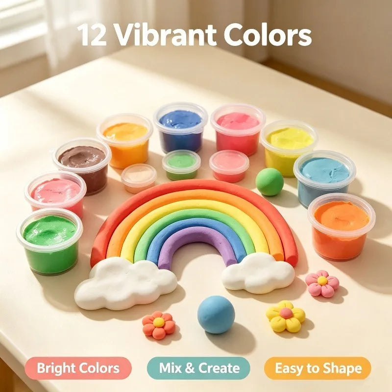 12 Colors Kids Playdough Set Clear Cup Safe Clay Dough