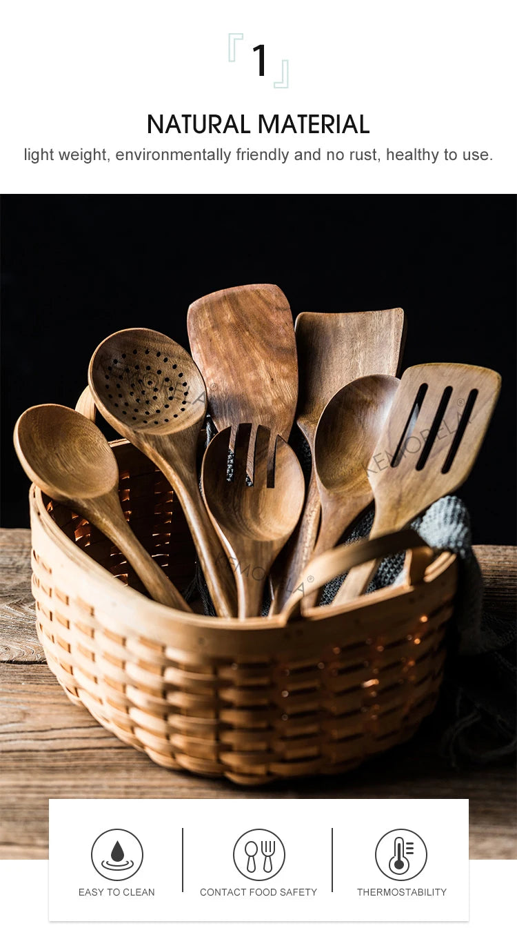 Wooden Spoons For Cooking, Wooden Utensils Set