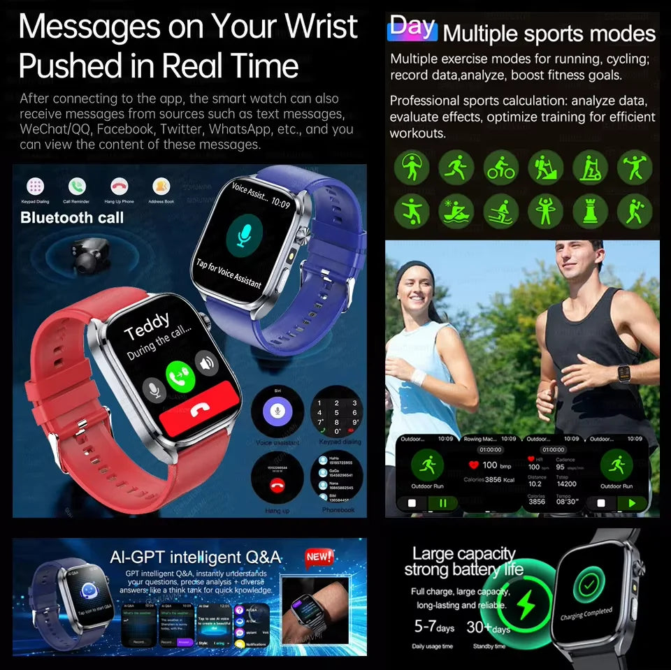 New AI Health Care Accurate detection ECG Smart Watch