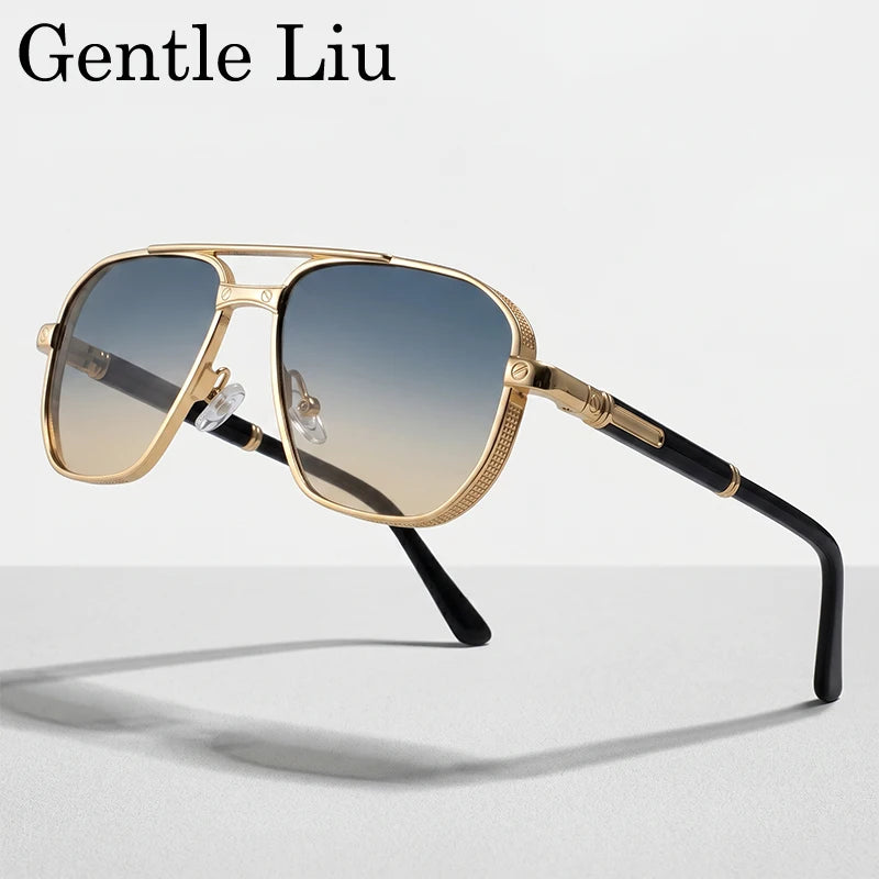 Square Punk Metal Frame Sunglasses Men Luxury Designer