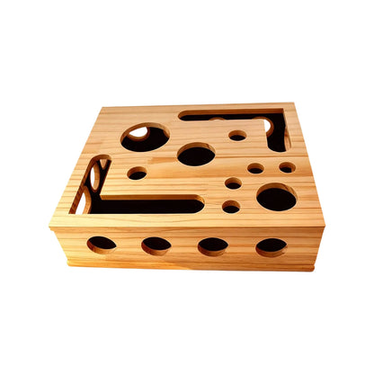 Interactive Frosted Wooden Cat Maze Toy Pet Treat Dispenser