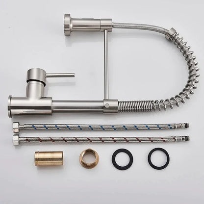 Spring Style Kitchen Faucet Brushed Nickel Faucet Pull Out