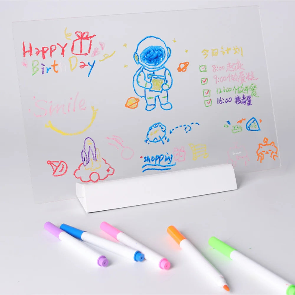 LED Note Board DIY Acrylic Night Light 7 Pens Drawing Board