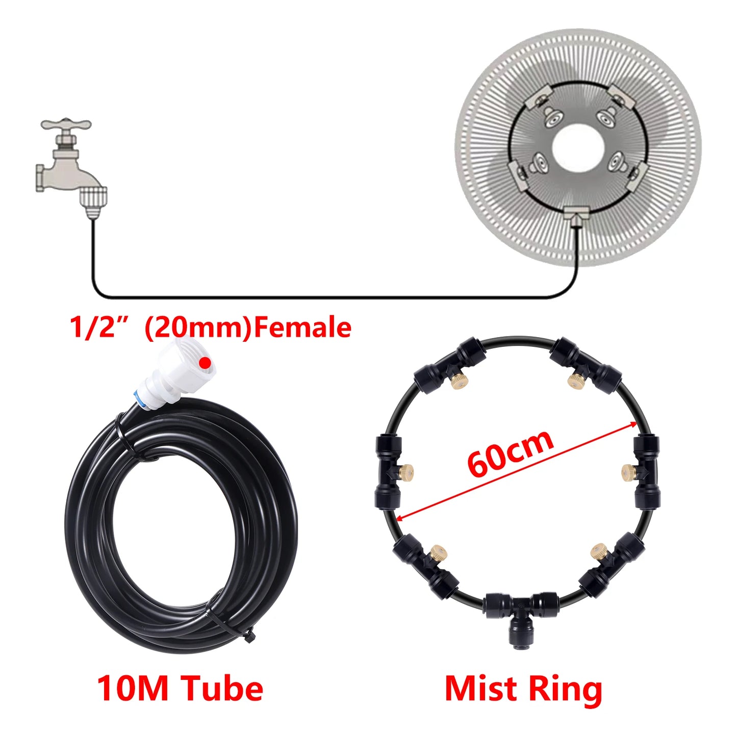 Outdoor Misting Cooling System Garden Patio