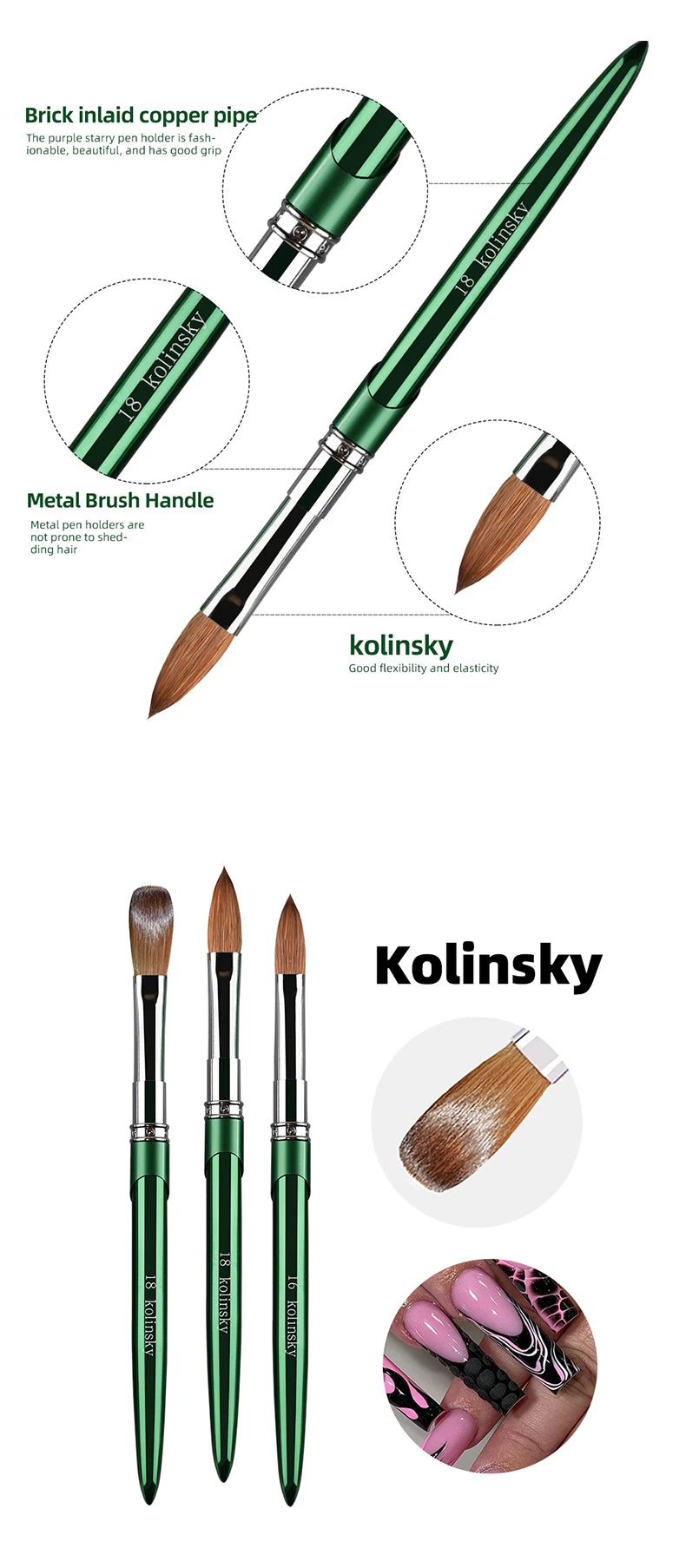 New High Quality Kolinsky Acrylic Nail Brush Nail Tool