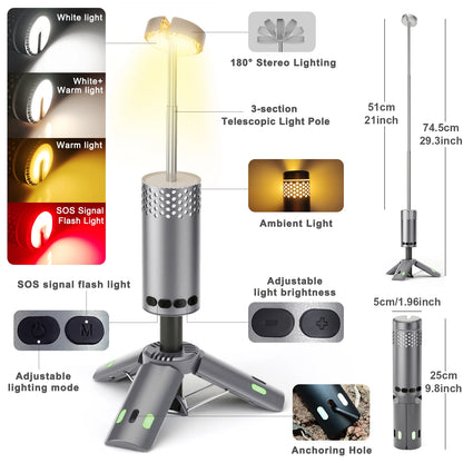 Telescopic Camping Light Rechargeable Fishing Lantern