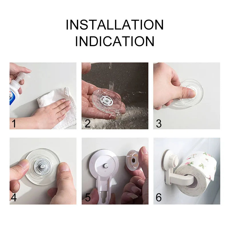 Suction Cup Toilet Paper Holder Wall Mount No Punching