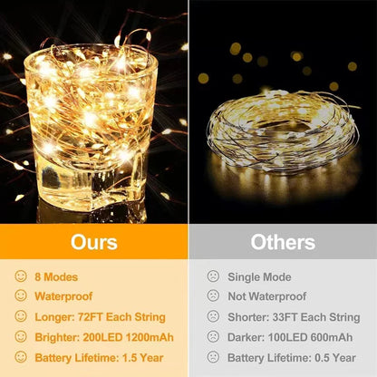8 Modes Outdoor Solar Fairy Lights LED Copper Wire Lights