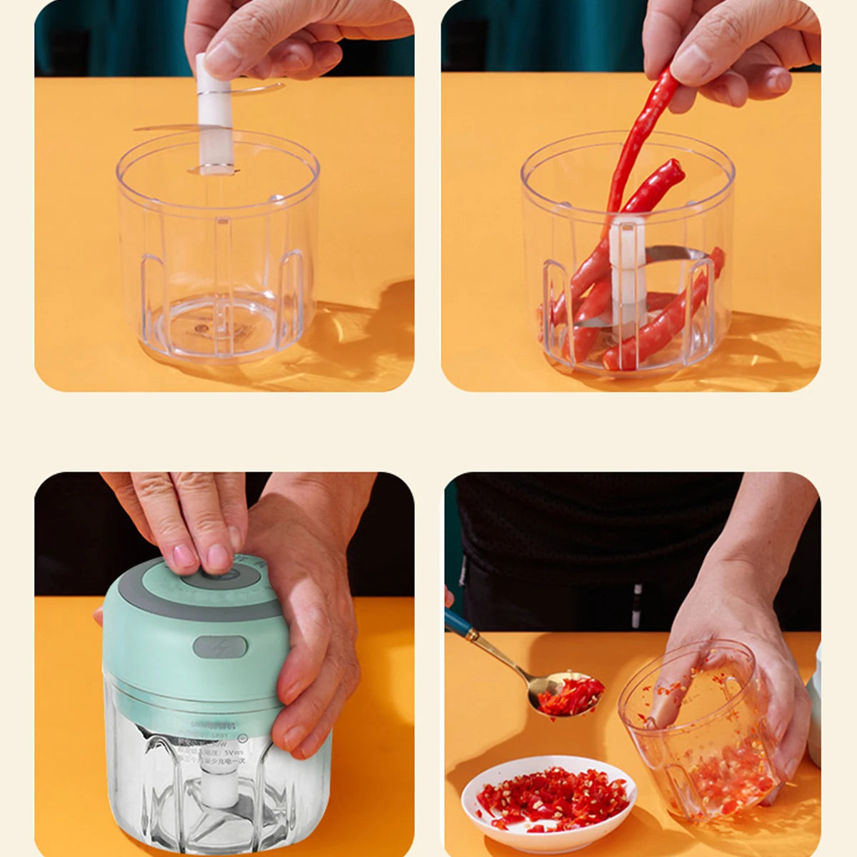 100ml/250ml Electric Mini Garlic Press Chopper Grinder