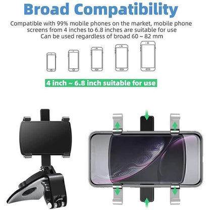 360° Rotatable Car Phone Mount - Multi-Function Clip-on Dashboard