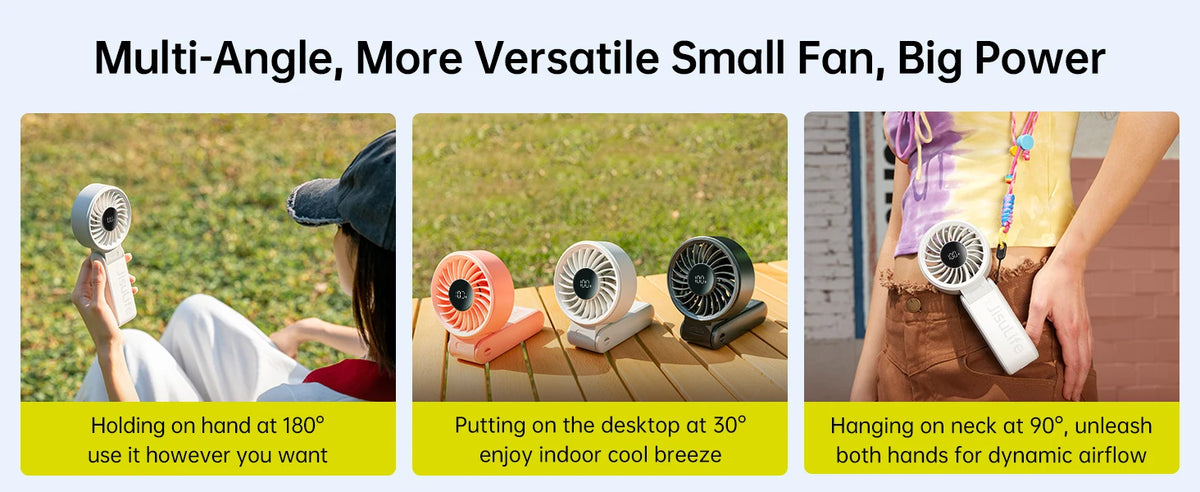 JISULIFE Portable Handheld Fan with LED Display