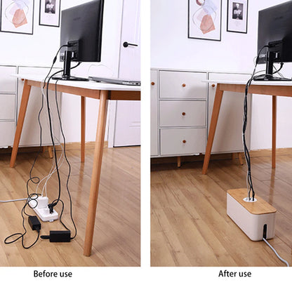 Wooden Cable Storage Box Power Line Storage Case