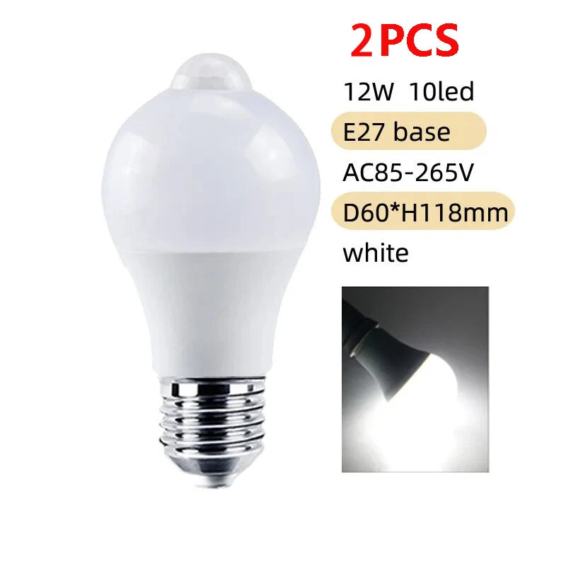 PIR Motion Sensor LED Light Bulb 12W E27 Smart Bulb
