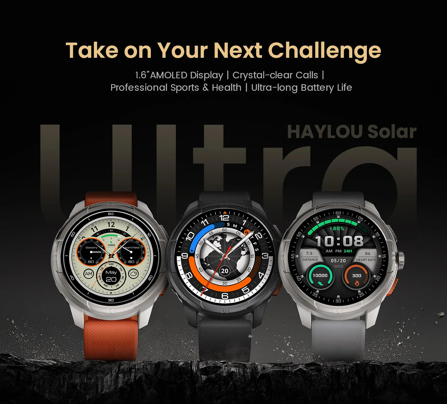 HAYLOU Solar Ultra GPS Smartwatch 1.6” AMOLED Display