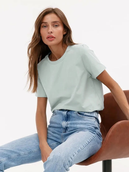 Bornladies Summer 100% Cotton Women's T-shirt Bottoming Tops