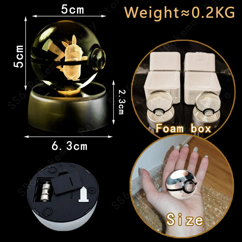 Pokemon Crystal Ball 3D Mewtwo Pikachu Gift