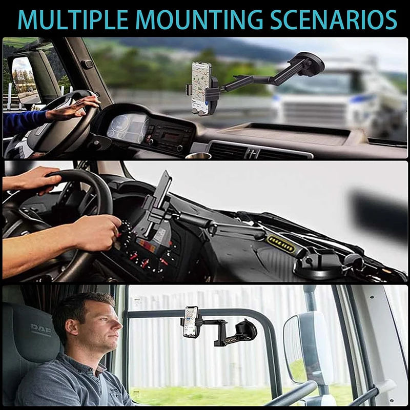 Black Car Phone Mount Holder Adjustable Height Suction Cup