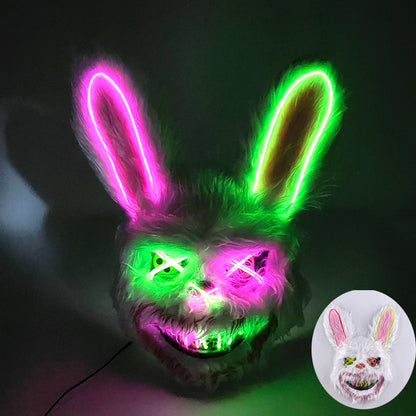 LED Bloody Rabbit Mask Glowing Killer Black Bear Mask Halloween