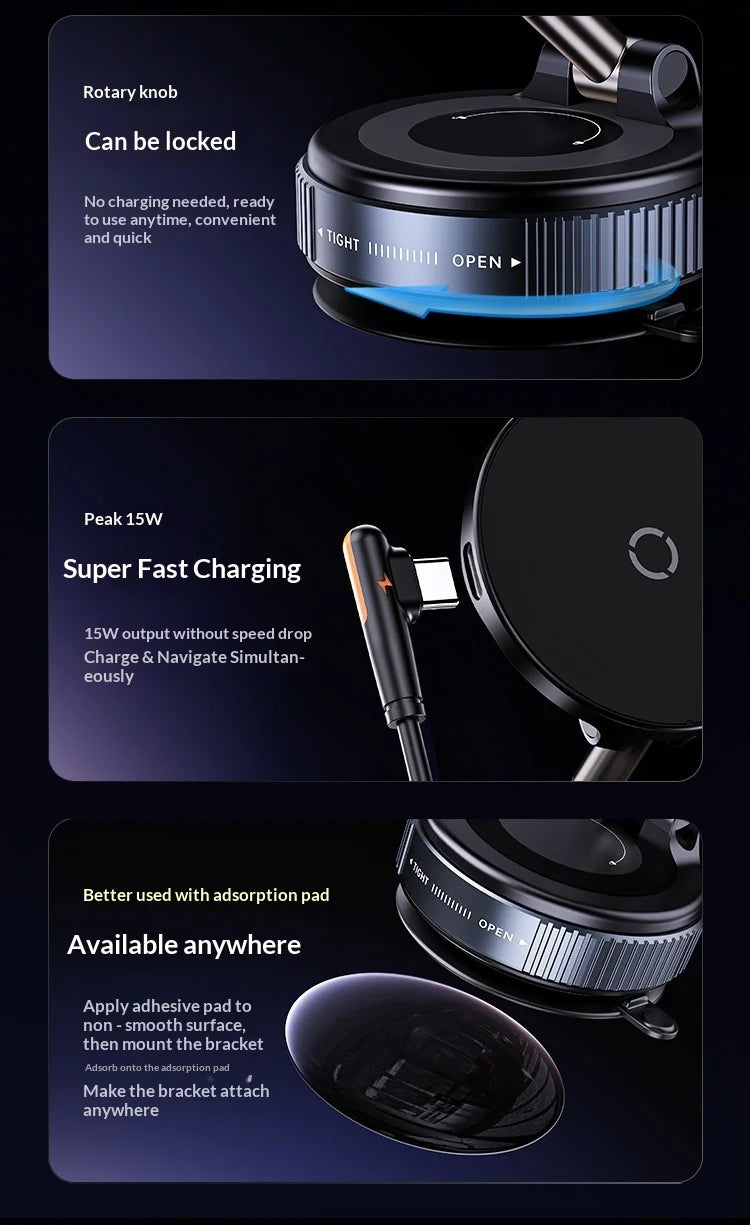 Cross-Border Wireless Charging Vacuum Car Phone Holder