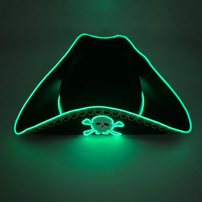 Halloween LED Black Pirate Hat For Adult Pirate Theme Party